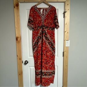 SOLD Xhilaration Red and Black Floral Maxi Dress